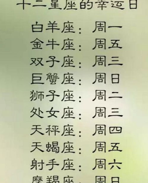 最想结婚的十二星座排行榜,十二星座的幸运日