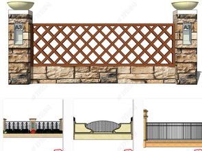 草图大师新中式SU栏杆围墙设计模型下载 