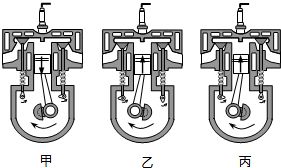 如图所示是四冲程汽油机一个工作循环中的三个冲程.缺少的一个冲程的名称及顺序.下列判断正确的是 A.吸气冲程.应在甲图之前B.压缩冲程.应在甲.乙图之间C.做功冲程 