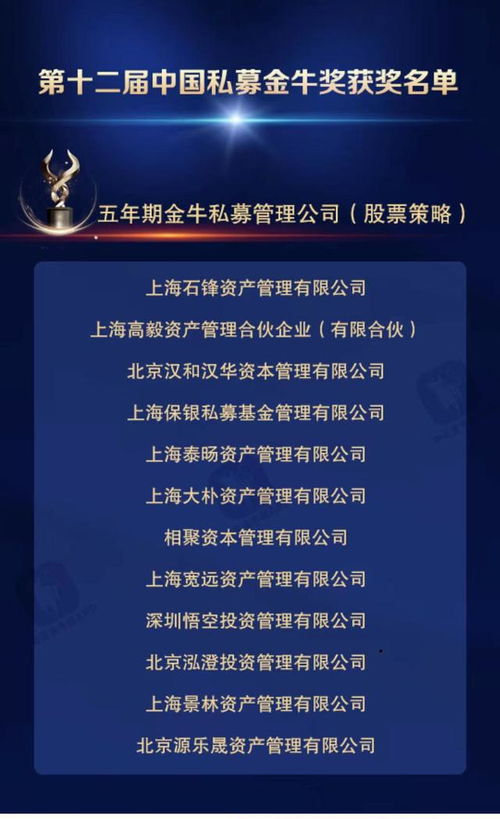 第十二届中国私募金牛奖获奖名单公布,高毅,景林等顶级私募公司上榜