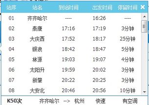 杭州到齐齐哈尔列车途径哪些站点