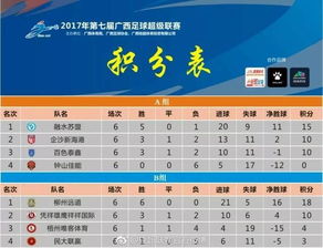 桂超联赛 2017赛季小组赛积分榜 完赛 