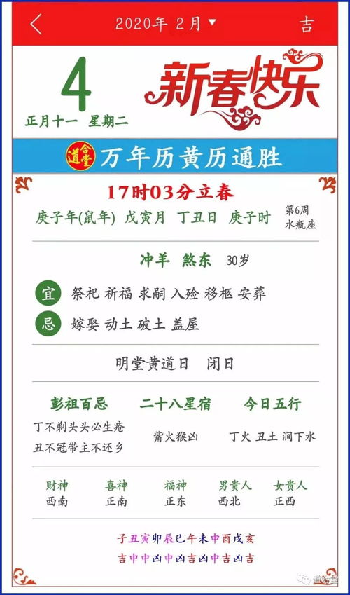 华哥生活荟 2020年2月4日 农历正月十一 周二通胜 运程