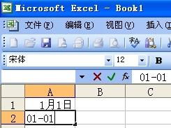 Excel 2003打01 01数字出现1月1日的日期 