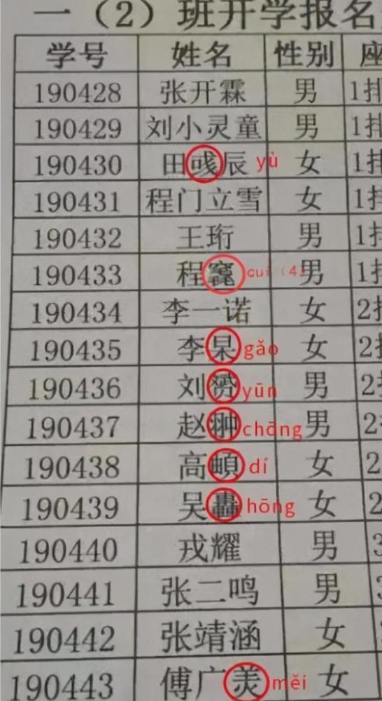 开学两周老师有些慌了,学生名字太复杂,点名前得先 查字典