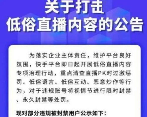 相关部门开始严打直播平台,快手被封18人,低俗主播纷纷难逃 