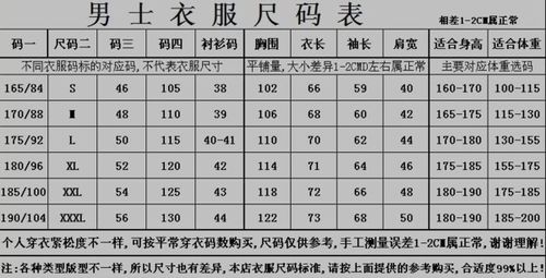 男夹克185100a换算成x码是多少 