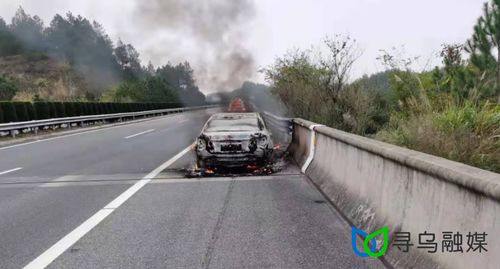 一小车在高速上自燃,被烧成空壳