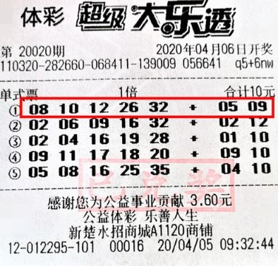 自选改机选 资深彩民10元投注击中大乐透1000万