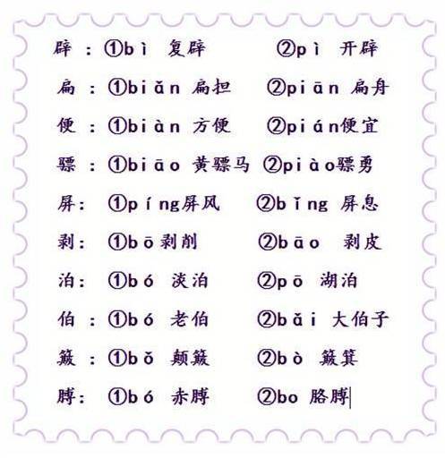 基础知识 汉字 多音字 附小学多音字汇总