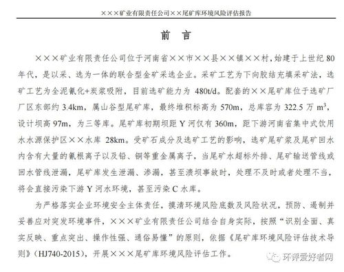 环保部给模板了 环境风险评估报告和应急预案典型案例 