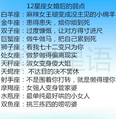 12星座女最想被亲吻的地方,12星座女婚后的弱点