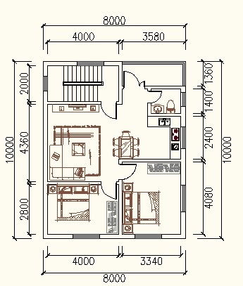 农村房屋设计平面图长x宽 8x10 一层小楼怎样设计 