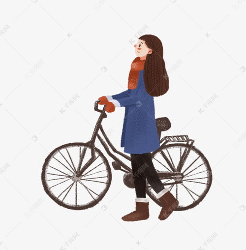 骑自行车的女孩小清新插画素材图片免费下载 千库网 