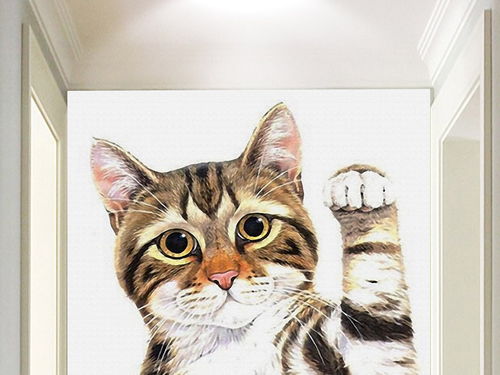 招财猫招手打招呼的猫咪可爱风水玄关壁画图片设计素材 高清模板下载 20.47MB 彩雕玄关大全 