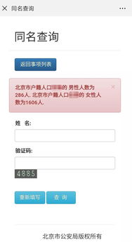 测测多少人和你同名 北京市公安局网站可 查重