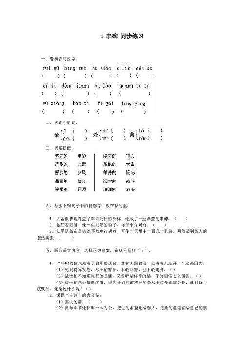 丰碑阅读答案