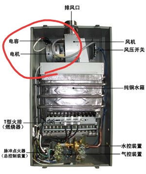 万家乐强排燃气热水器 冬夏型 ,不打火,风机不转,随意乱碰一下哪些线路和机体 