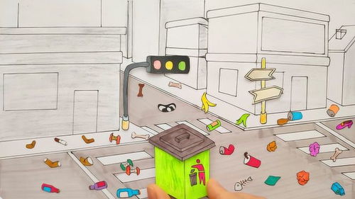 手绘定格动画 给城市街道清扫消毒,爱护好我们的家园 