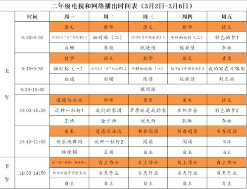 第四周 名校同步课堂 详细播出时间表来啦