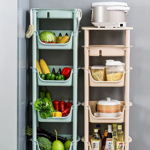 厨房置物架多层菜篮子储物架子用品家用大全塑料蔬菜收纳筐落地式
