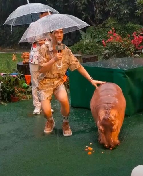 萧敬腾在广州参加活动下大雨 果然不愧被封位雨神