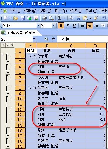 使用WPS表格完成数据分类汇总