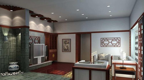 新中式风格客厅带花格的电视背景墙装修效果图新中式风格茶几图片 