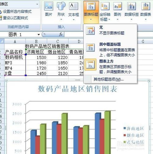 excel设置图表标题 