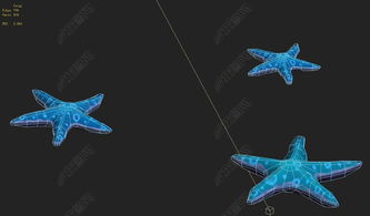 海底卡通世界 蓝色五角星设计模型下载 
