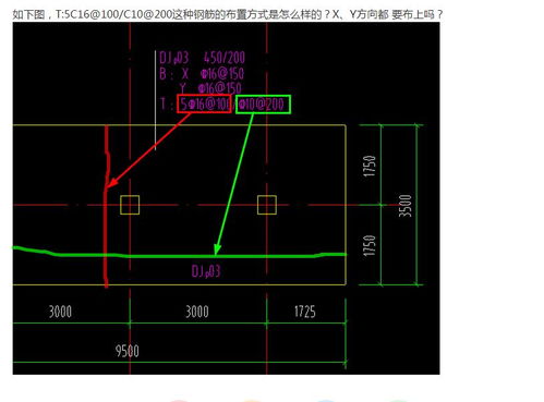 如下图,T 5C16 100 C10 200这种钢筋的布置方式是怎么样的 X Y方向都 要布上吗