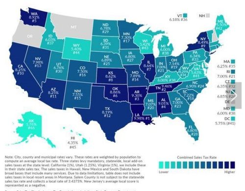 美国有哪些免税州 各州消费税率多少 
