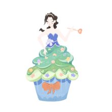 蛋糕公主小女孩创意插画