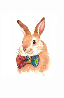 附图 谁知道这个水彩兔子是哪个画家画的 拜托了,急 谢谢
