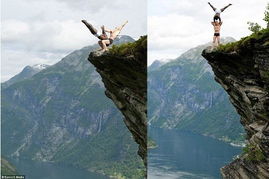 挪威 牛人 300米高悬崖边玩杂耍 挑战极限 