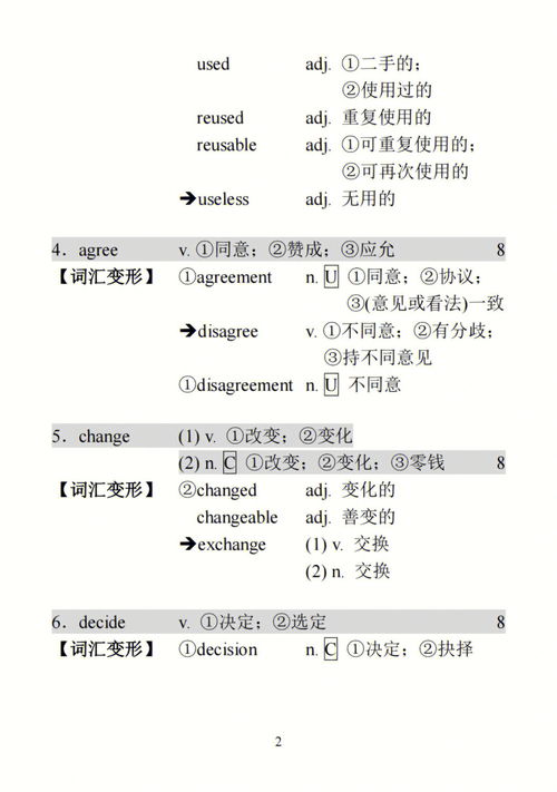 中考英语必考词词性转换过关中英版 PDF答案 