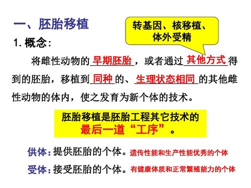 人教版高中生物选修三专题三胚胎工程 3 3 胚胎工程的应用及前景 共21张PPT 