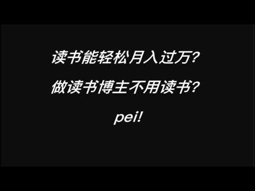 读书也能月入过万 做读书博主不用读书 pei