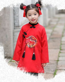 冬款旗袍亲子装拜年服唐装儿童新年装表演服中国风裙子