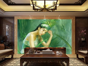绿色孔雀美女动画图片设计素材 高清模板下载 11.66MB 电视背景墙大全 