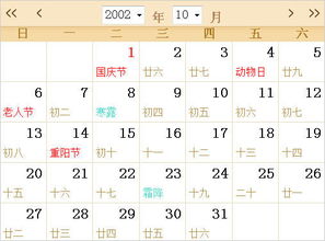 2002全年日历农历表 