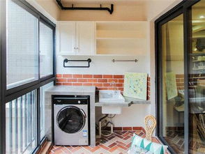阳台洗衣机装修效果图 两室两厅一厨一卫一阳台装修案例