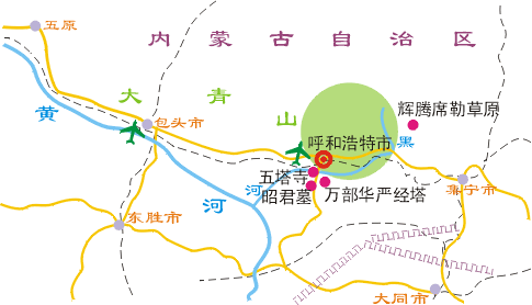 呼和浩特旅游地图