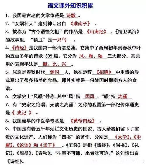 语文老师 小学语文必须掌握的课外知识 快为孩子收藏起来 