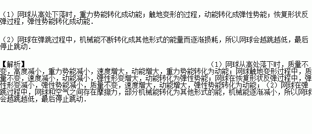 从能量转化的角度分析网球为什么会越跳越低