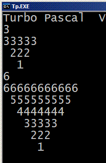 pascal输入倒数字金字塔 