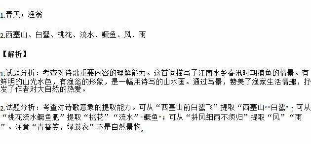 漁歌子這首詩中描寫顏色的詞語有哪些