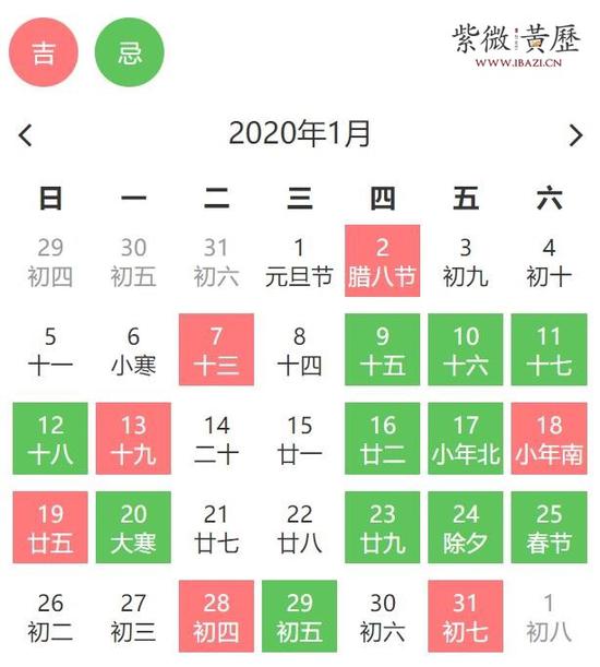 好日子送达 1月黄道吉日 请查收 组图