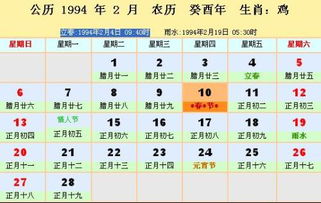 1994年的立春时间是多少