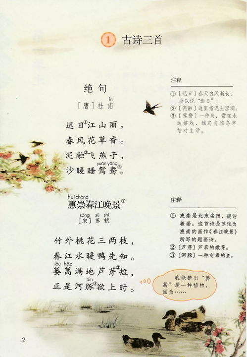三年级下册古诗三首描写春天的诗句(三年级下册三首描写春天的古诗词)